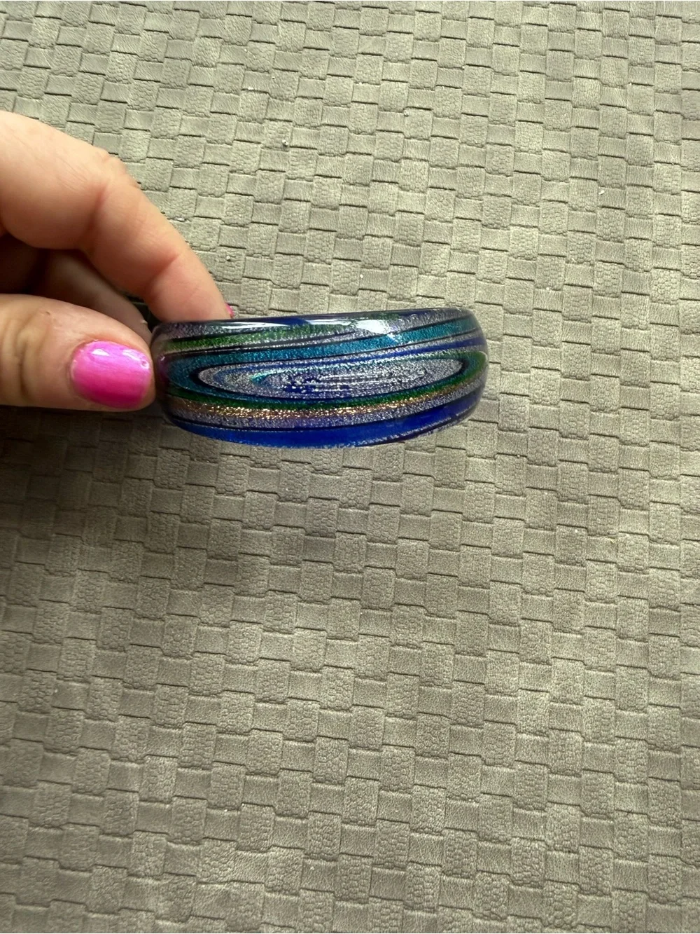 Glass Blue and Green Swirl Bangle cuff bracelet